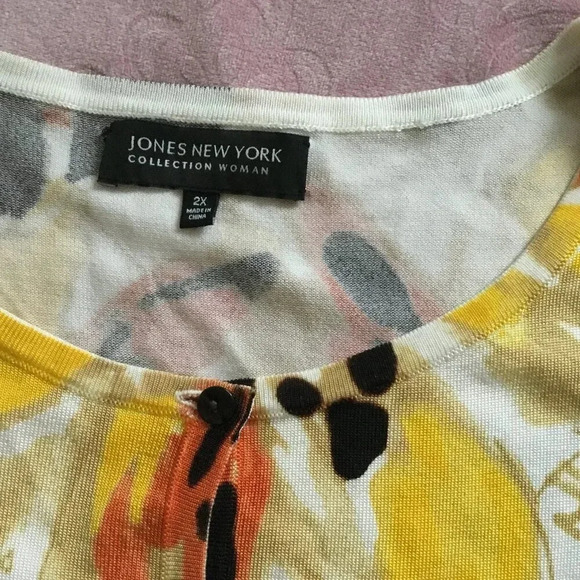 Jones New York Cardigan Women top Plus Orange yellow white black beige SZ 2 X - Picture 4 of 8